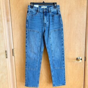 Eunina Olsen Straight Leg Jeans Womens 5/27 Blue Super High Rise Double Knee